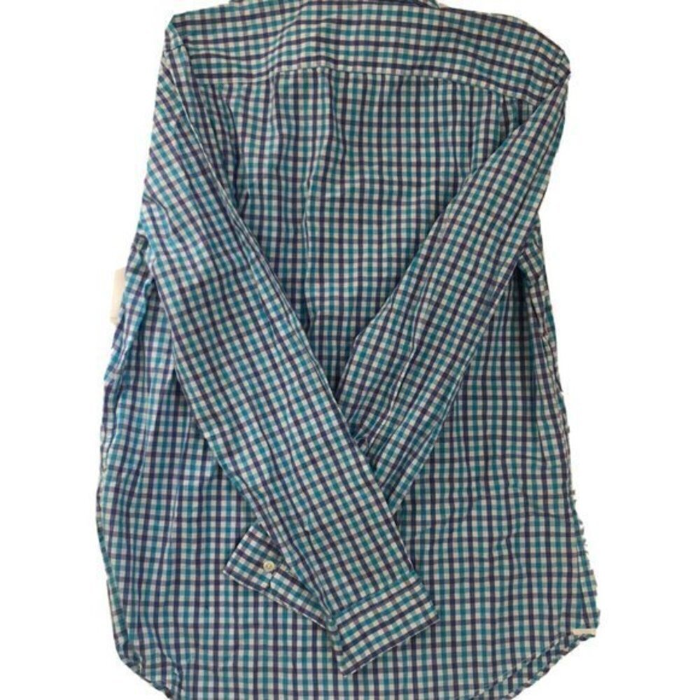 Gap Mens Shirt Large Slim Fit Cotton Blue Gingham - Picture 11 of 14
